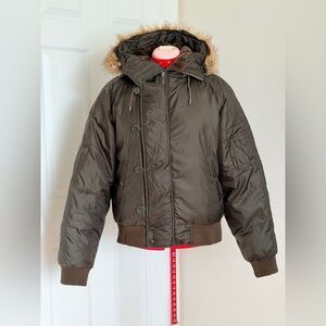 RARE Y2K Vintage Polo Jeans Co Ralph Lauren Down Puffer Jacket Fur Hood XL–L